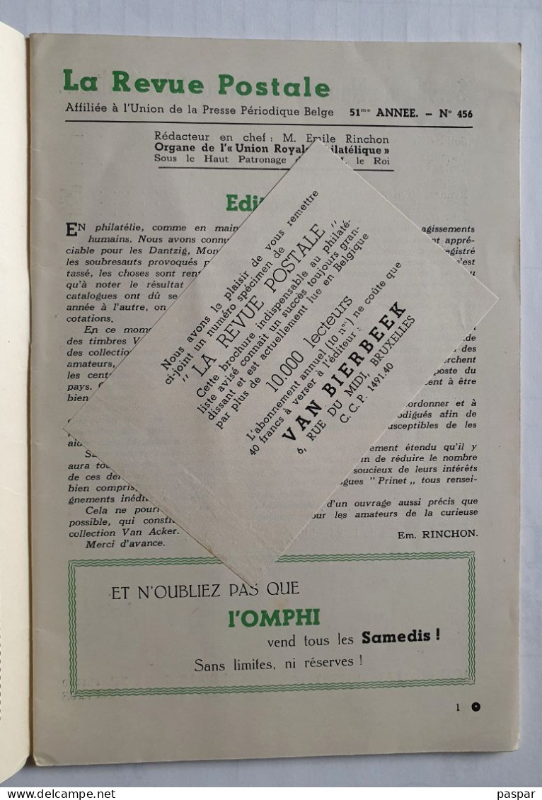 La Revue Postale N°10 Décembre 1946 éditée En Belgique - Français