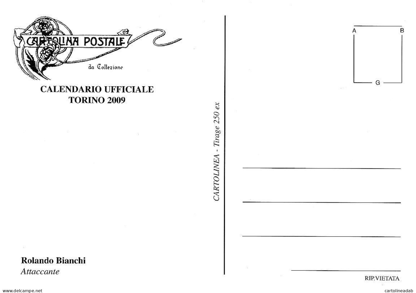 [MD9648] CPM - TORINO CALENDARIO UFFICIALE - OTTOBRE 2009 - ROLANDO BIANCHI - PERFETTA - Non Viaggiata - Soccer