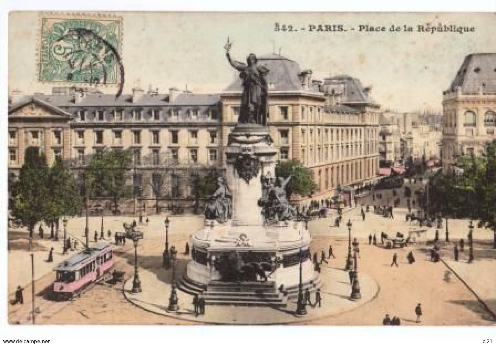 75 PARIS PLACE DE LA RÉPUBLIQUE TRAMWAY (2218)_CP583 - Tramways