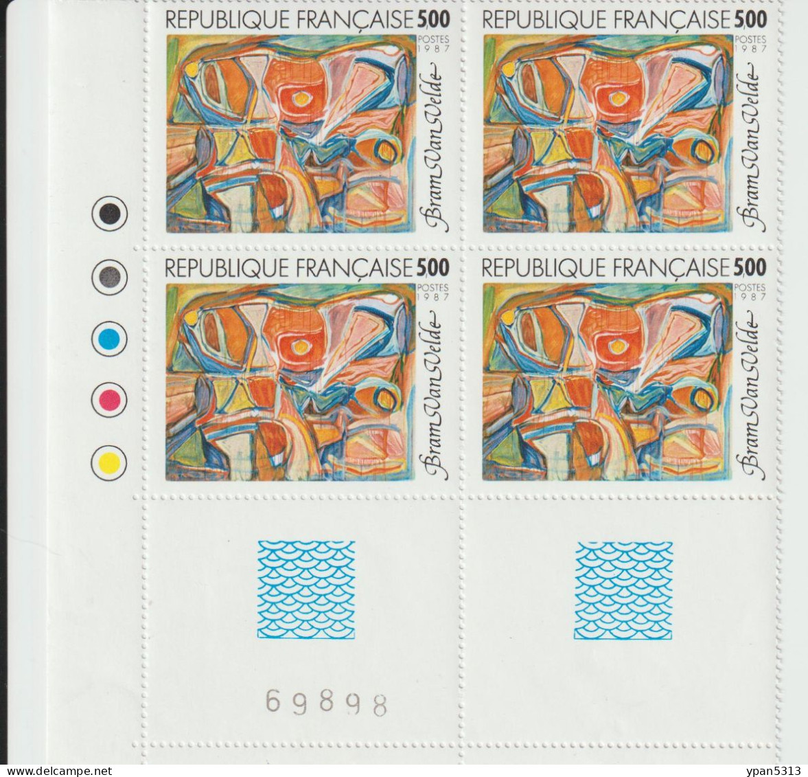 2473** - Bloc De 4 Timbres De Bram Van Velde Avec Coin De Feuille. - Neufs