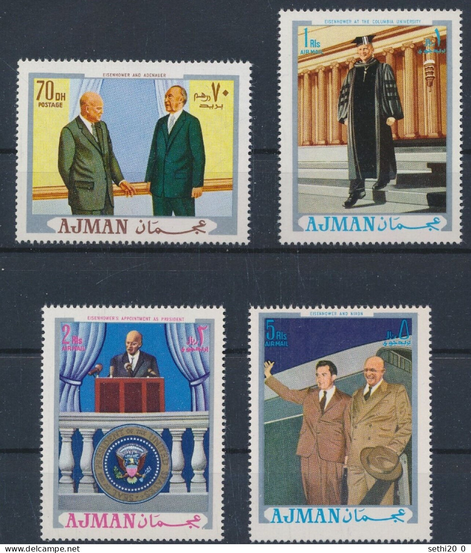 Ajman Konrad ADENAUER EINSENHOWER NIXON MNH - De Gaulle (General)