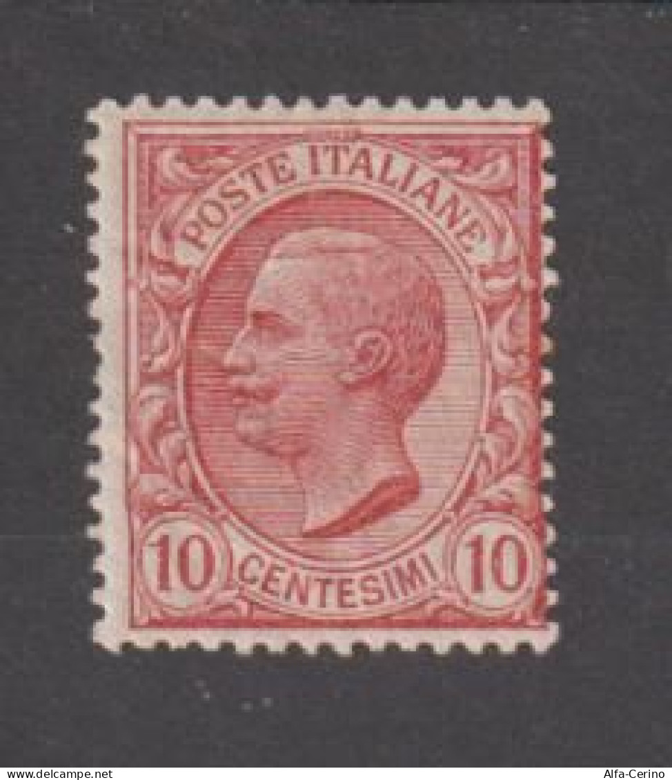 REGNO  VARIETA':  1906  VITTORIO  EMAN. III°  -  10 C. ROSA  N. -  DECALCO  -  SASS. 82 S - Mint/hinged