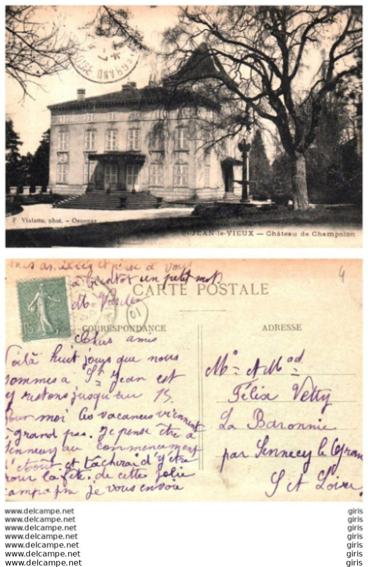 01 - Ain - Saint-Jean-le-Vieux - Château De Champolon - Zonder Classificatie