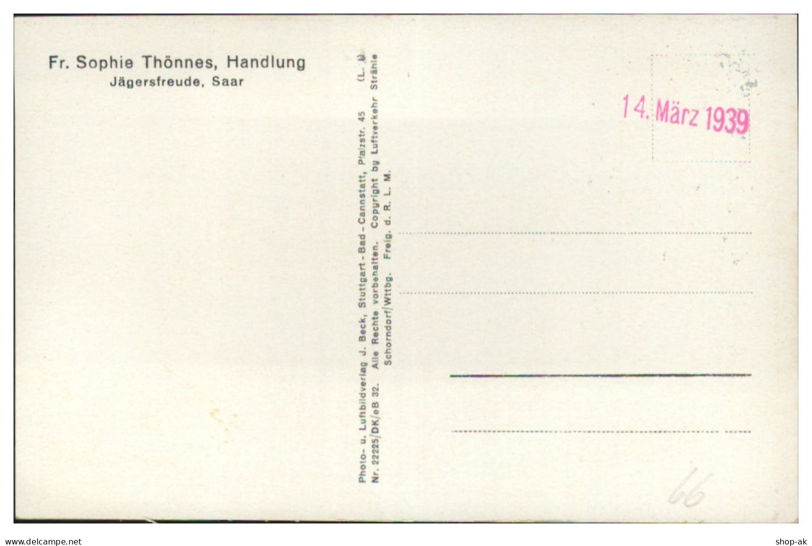 MW14275/ Jägersfreude Saarbrücken AK Seltenes Strähle Luftbild 30er Jahre - Altri & Non Classificati