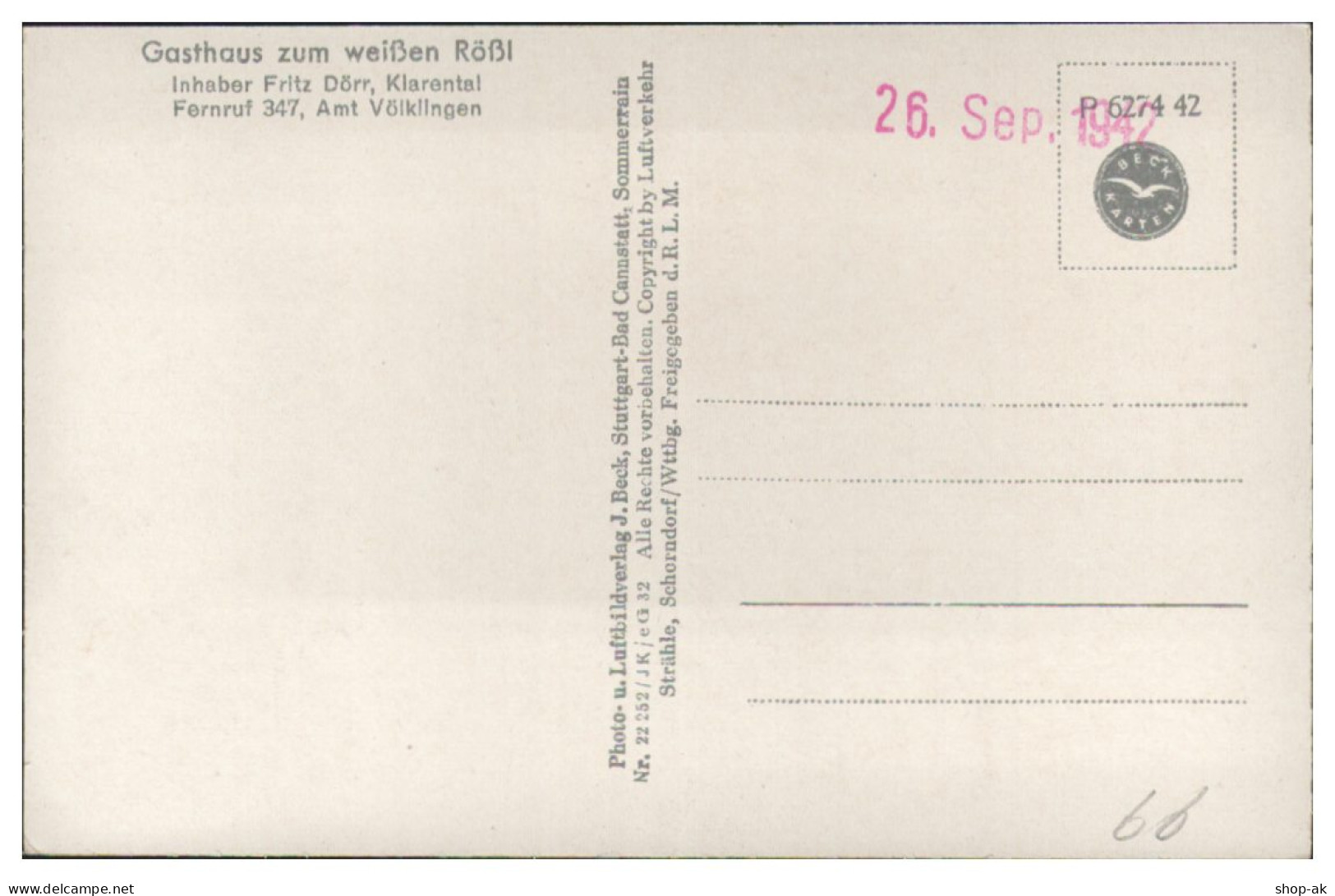 MW14296/ Klarental B. Völklingen   AK Seltenes Strähle Luftbild 30/40er Jahre - Other & Unclassified