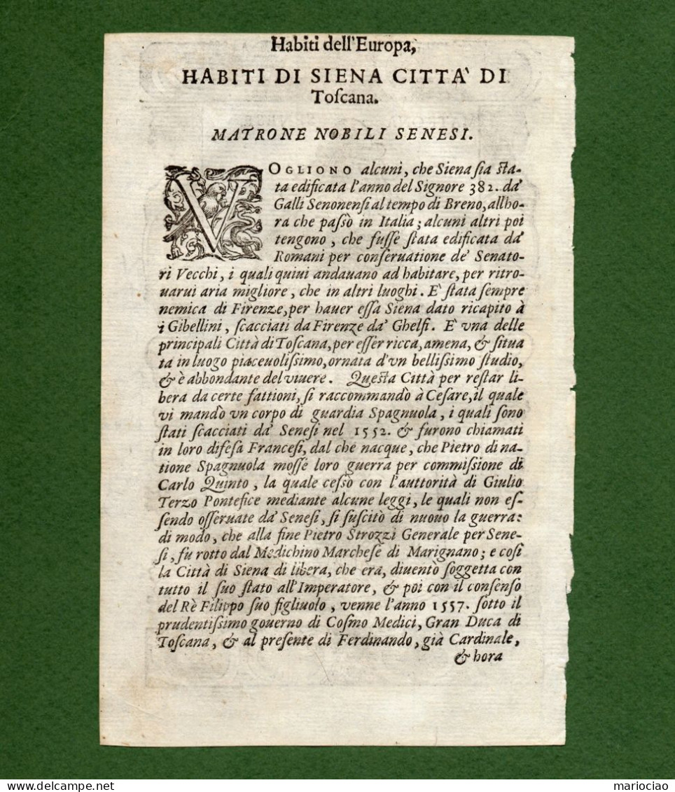 ST-IT MODE 1590 Costume SIENA Matrona Senese Cesare Vecellio 1590 - Prenten & Gravure