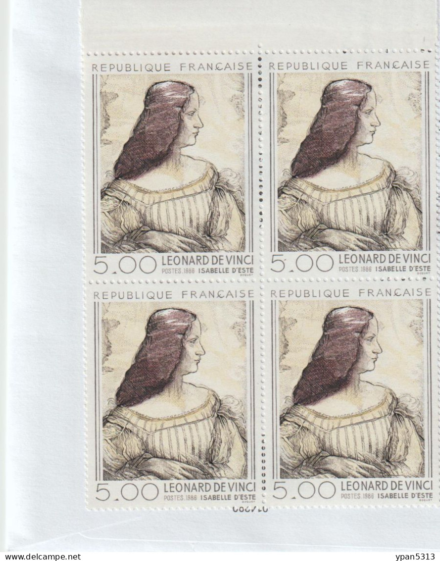 2446** - Bloc De 4 Timbres De Léonard De VINCI Avec Coin De Feuille. - Nuovi