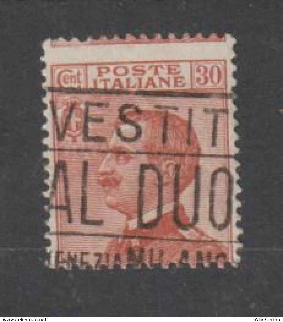 REGNO  VARIETA':  1918  VITTORIO  EMAN. III°  -  30 C. ARANCIONE  US. -  DENTELL. SPOSTATA  -  SASS. 127 F - Gebraucht