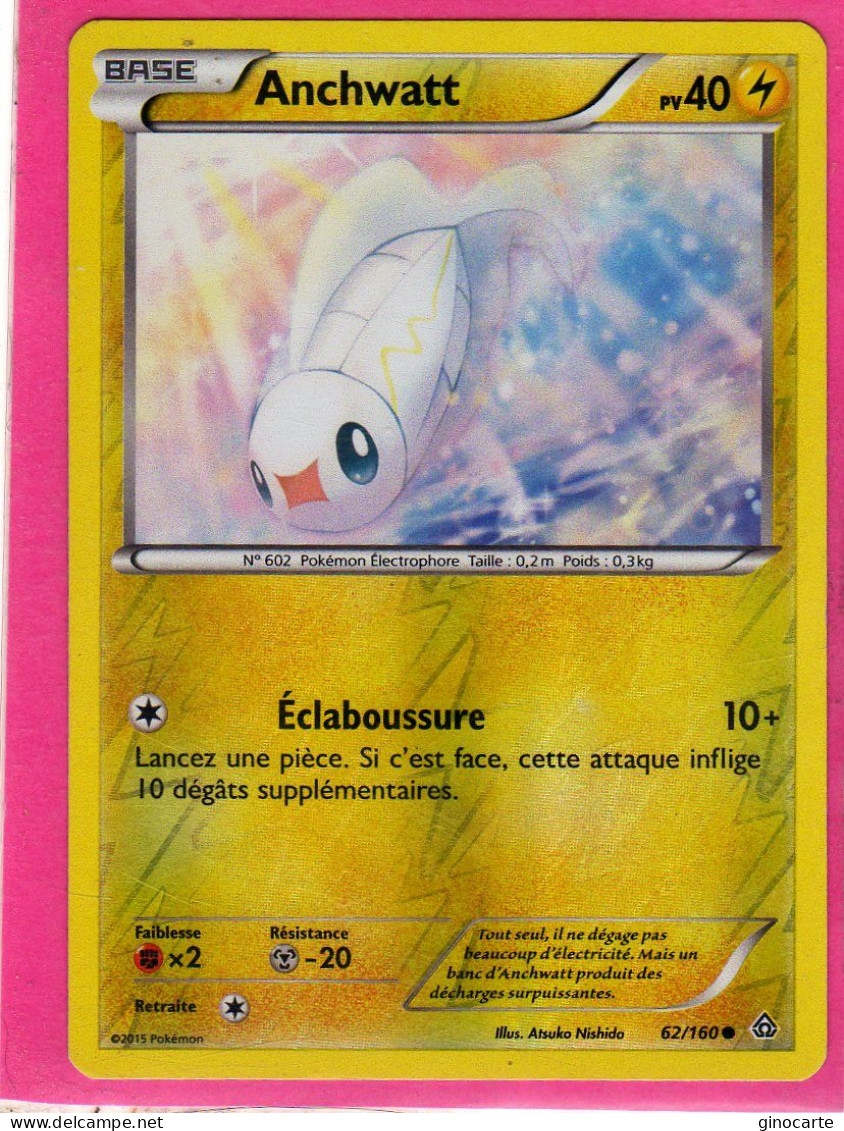 Carte Pokemon Francaise 2015 Xy Promo Choc 62/160 Anchwatt 40pv Reverse Bon Etat - XY