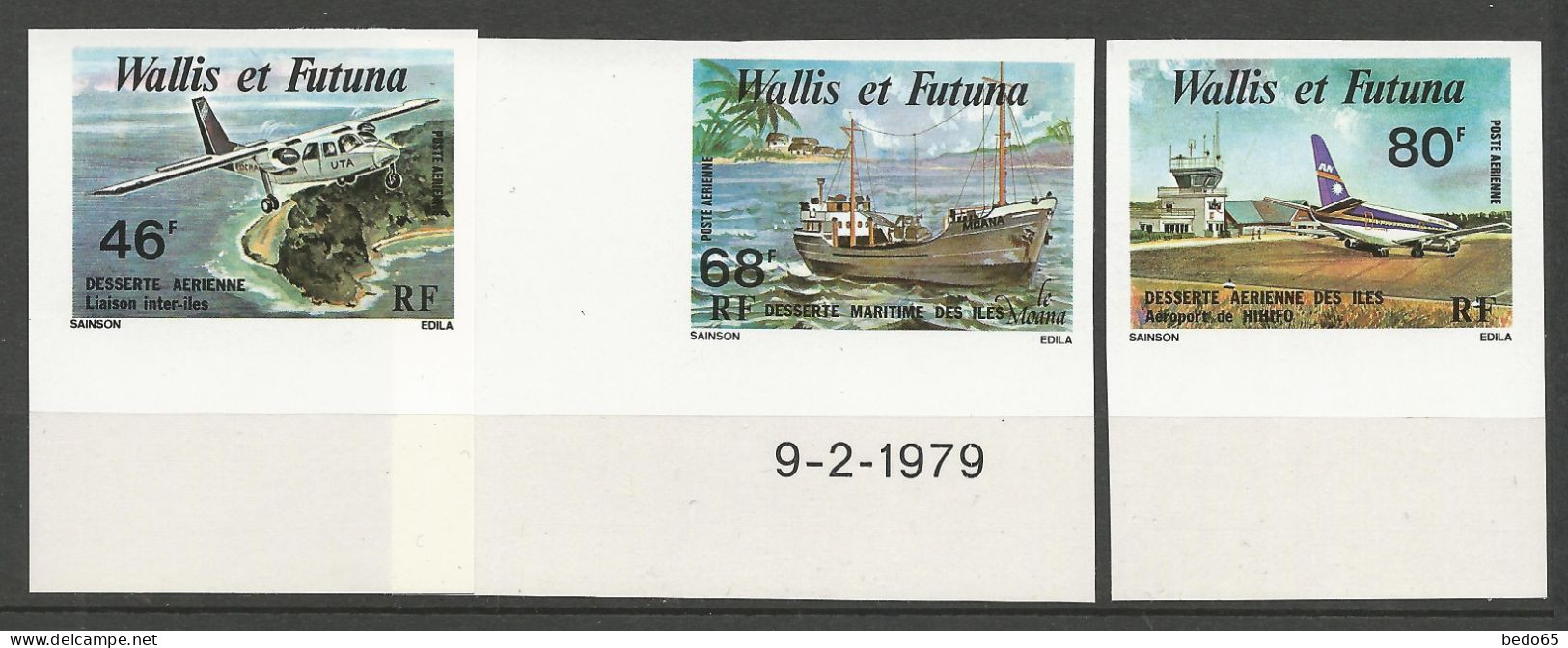 WALLIS-ET-FUTUNA  N° 254 à 256 Non Dentelé BDF NEUF** LUXE SANS CHARNIERE NI TRACE / Hingeless  / MNH - Imperforates, Proofs & Errors