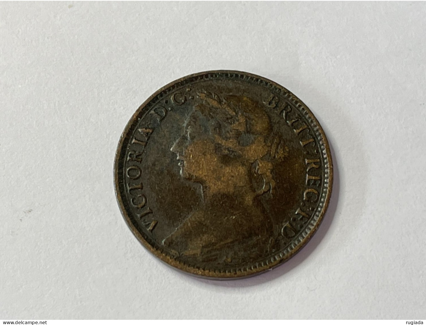 1885 Great Britain Queen Victoria Farthing Coin, F Fine - B. 1 Farthing