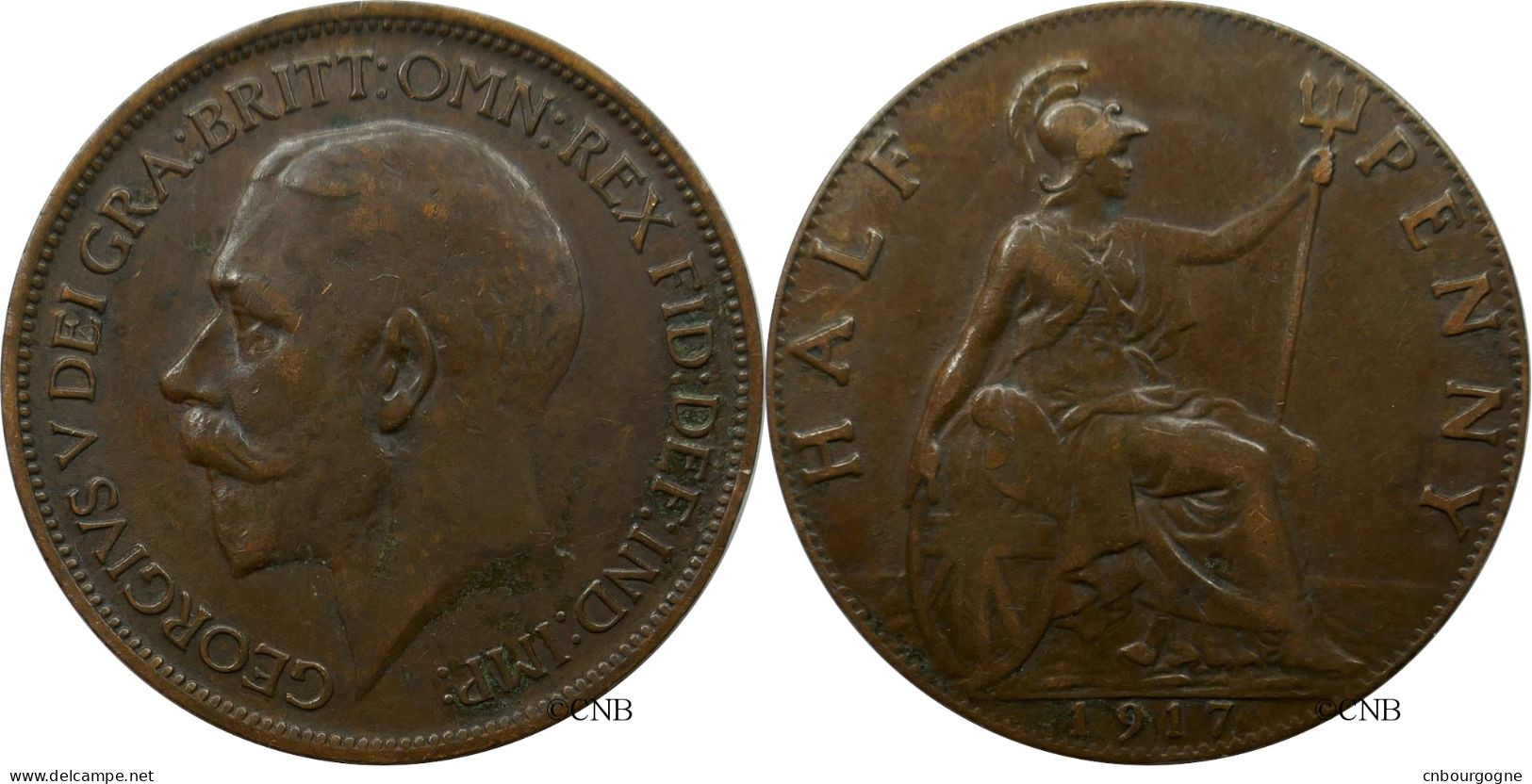 Royaume-Uni - George V - Half Penny 1917 - TTB/XF45 - Mon4966 - C. 1/2 Penny