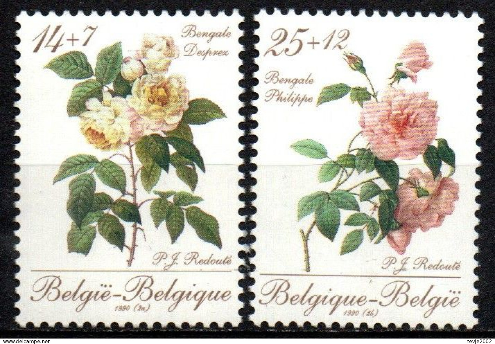 Belgien 1990 - Mi.Nr. 2405 - 2406 - Postfrisch MNH - Blumen Flowers Rosen Roses - Rosas