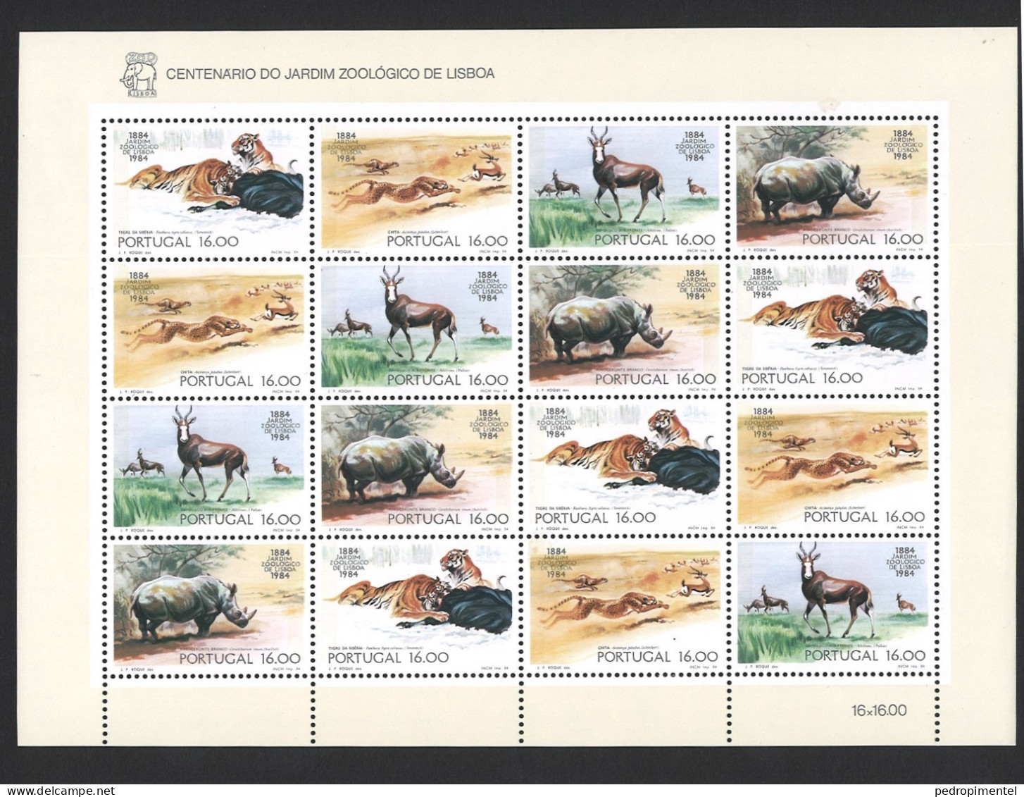 Portugal 1984 "Lisbon Zoo" Condition MNH OG Mundifil #1641-1644 (minisheet) - Unused Stamps