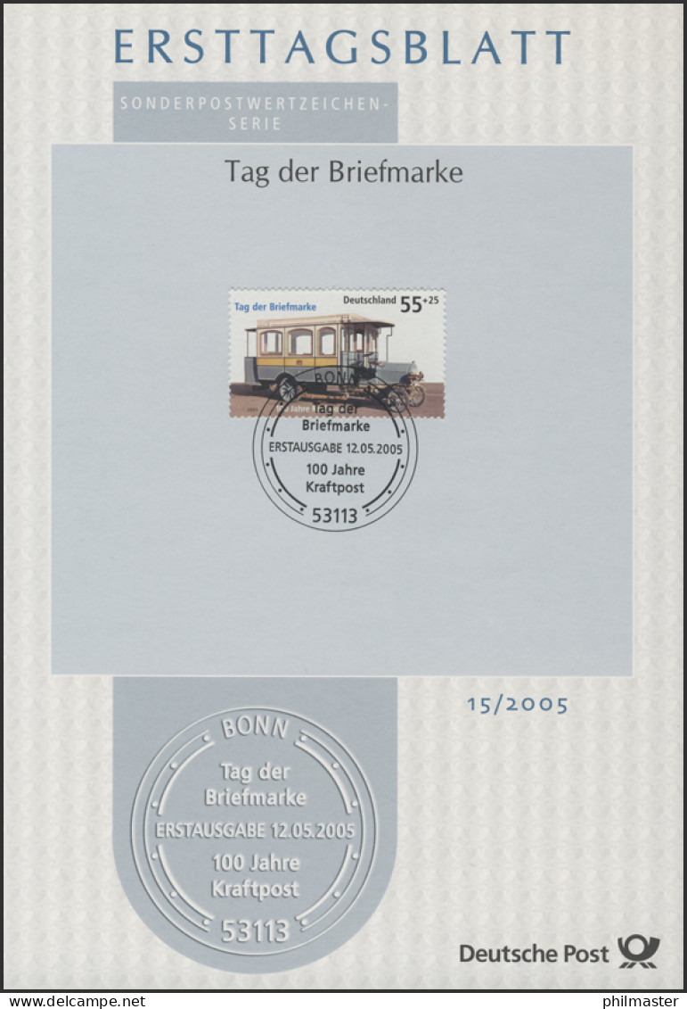 ETB 15/2005 Tag Der Briefmarke, Kraftpost, Kraftomnibus - 2001-2010