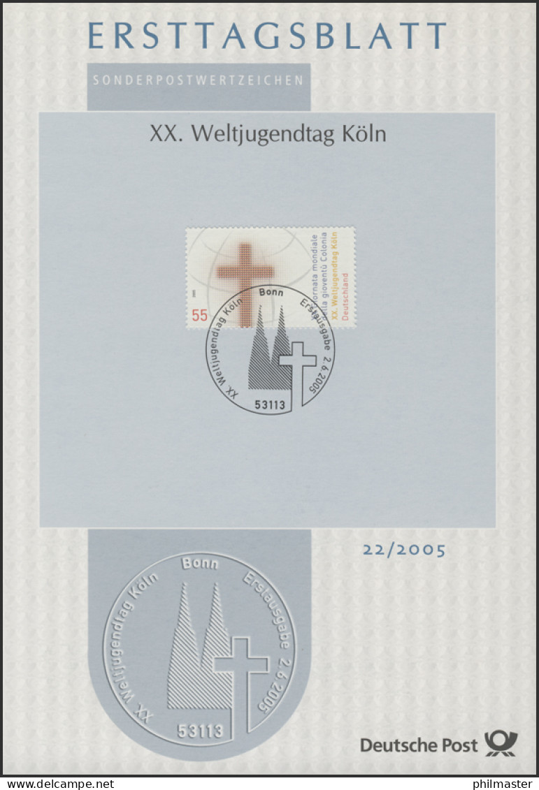 ETB 22/2005 Weltjugendtag Köln, Kreuz, Weltkugel - 2001-2010