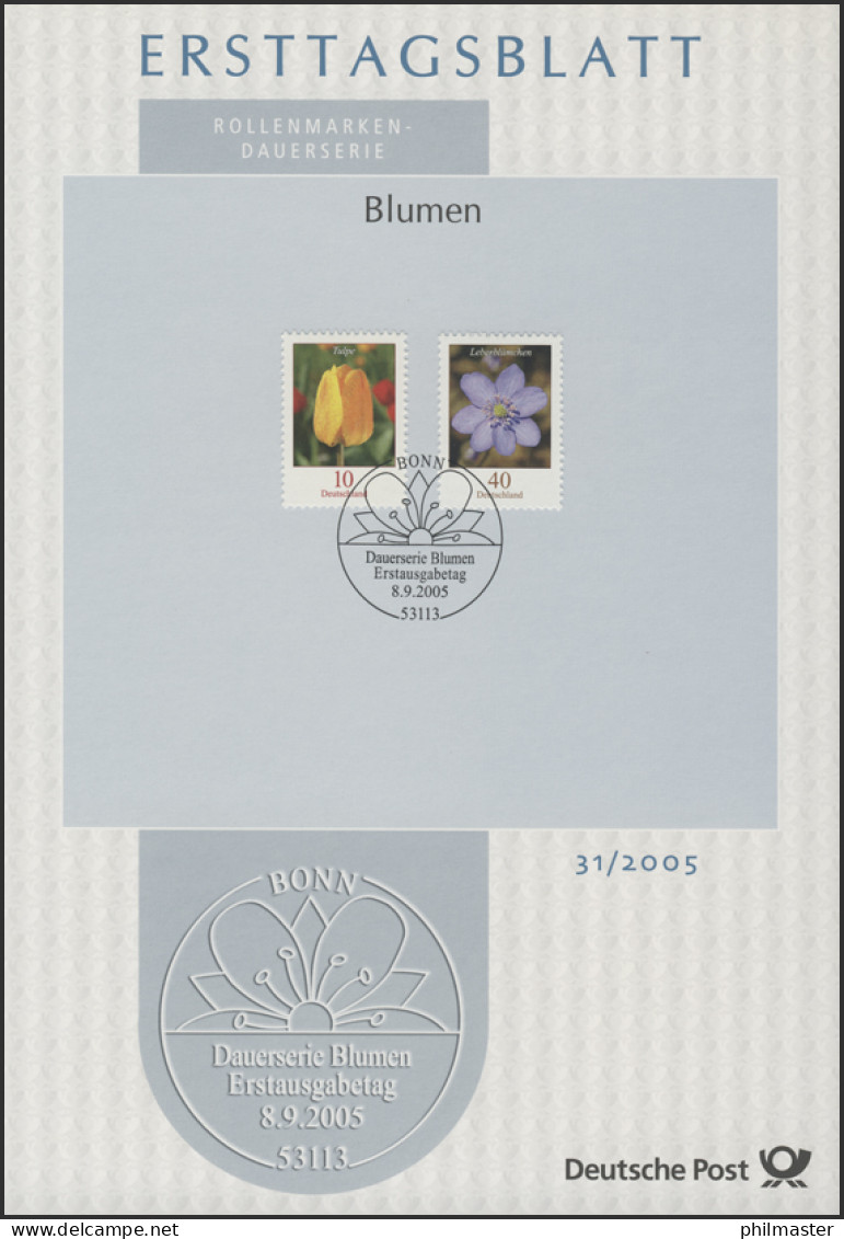 ETB 31/2005 Blumen, Tulpe 0,10 Euro / Leberblümchen 0,40 Euro - 2001-2010