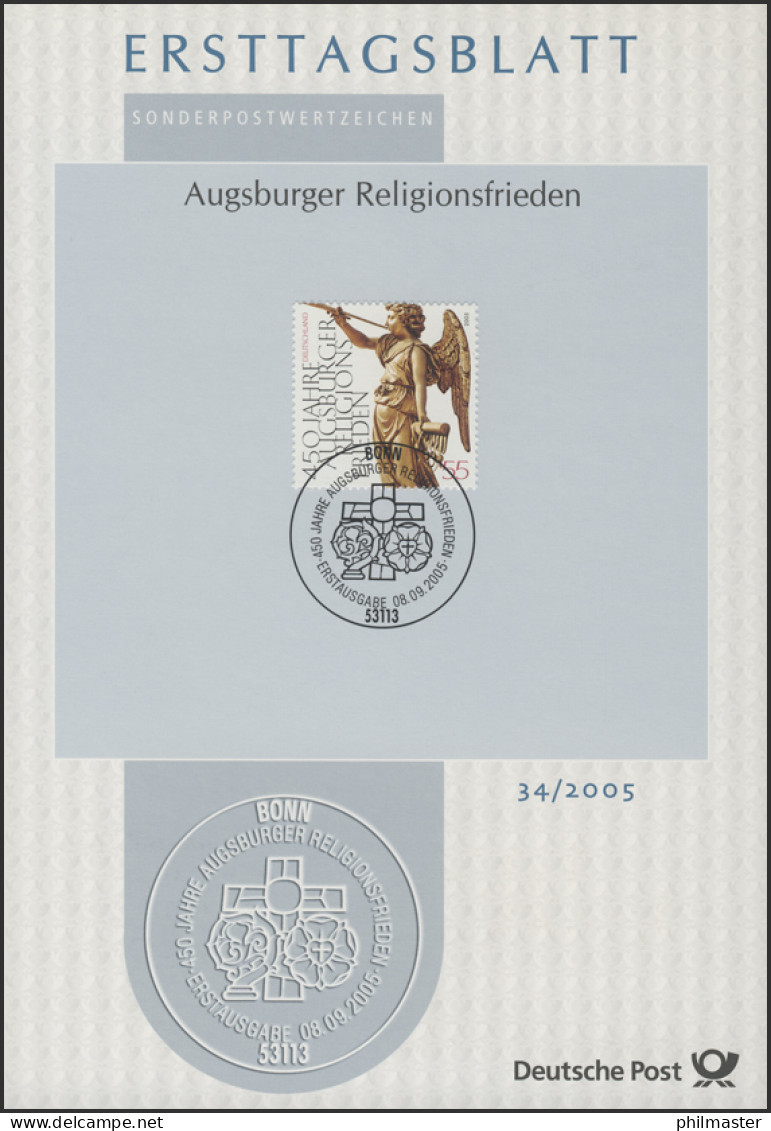 ETB 34/2005 Augsburger Relegionsfrieden, Friedensengel - 2001-2010