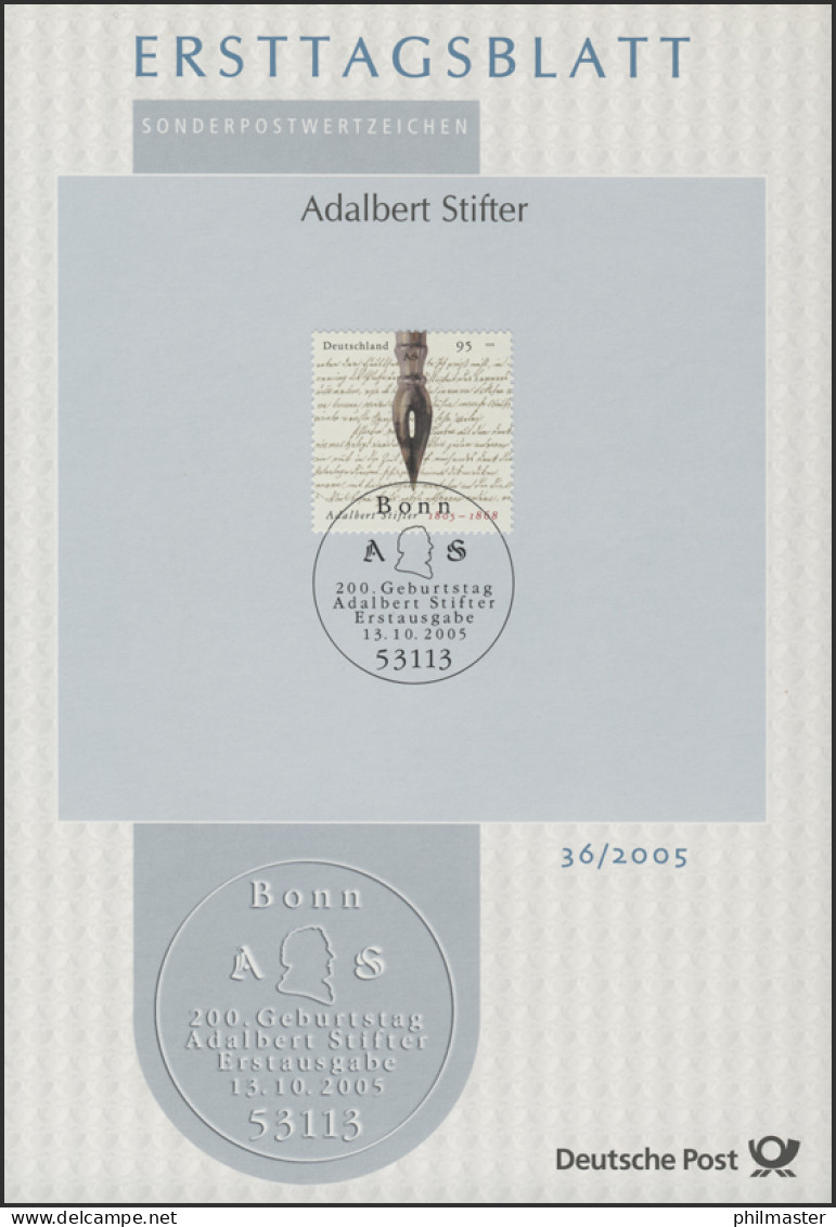 ETB 36/2005 Adalbert Stifter, Schriftsteller, Maler - 2001-2010