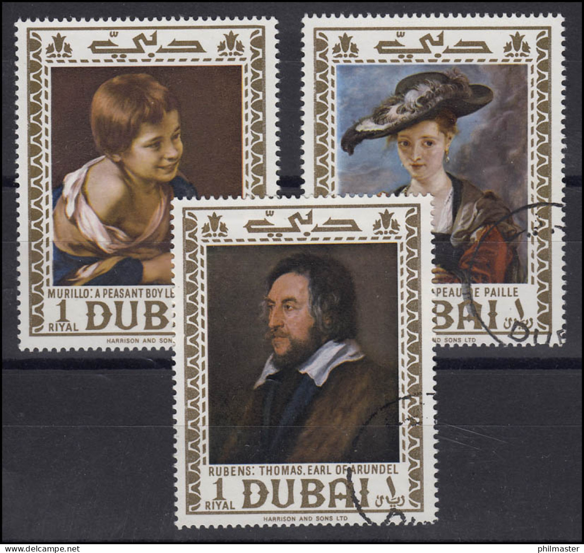 Vereinigte Arabische Emirate, Dubai: Murillo, Rubens Gemälde, 3 Werte O - Andere & Zonder Classificatie