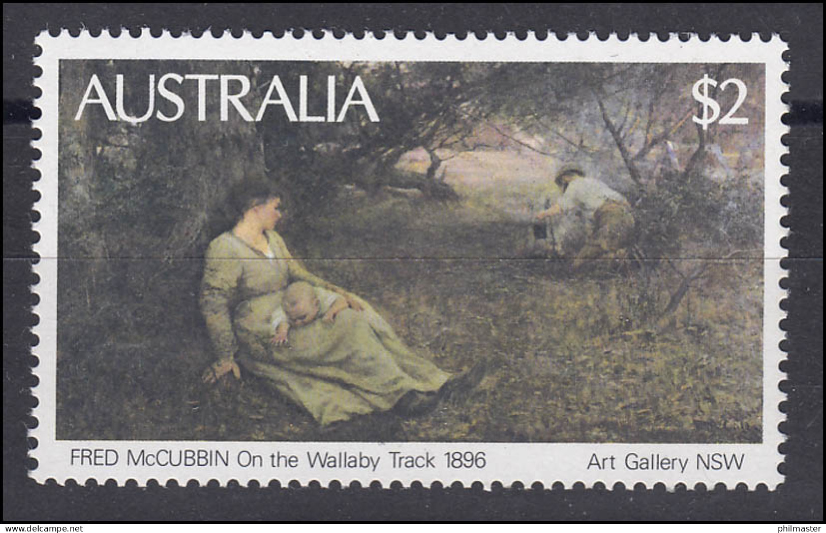 Australien: Fred McCubbin "On The Wallaby Track" Gemälde, 1 Marke ** - Autres & Non Classés