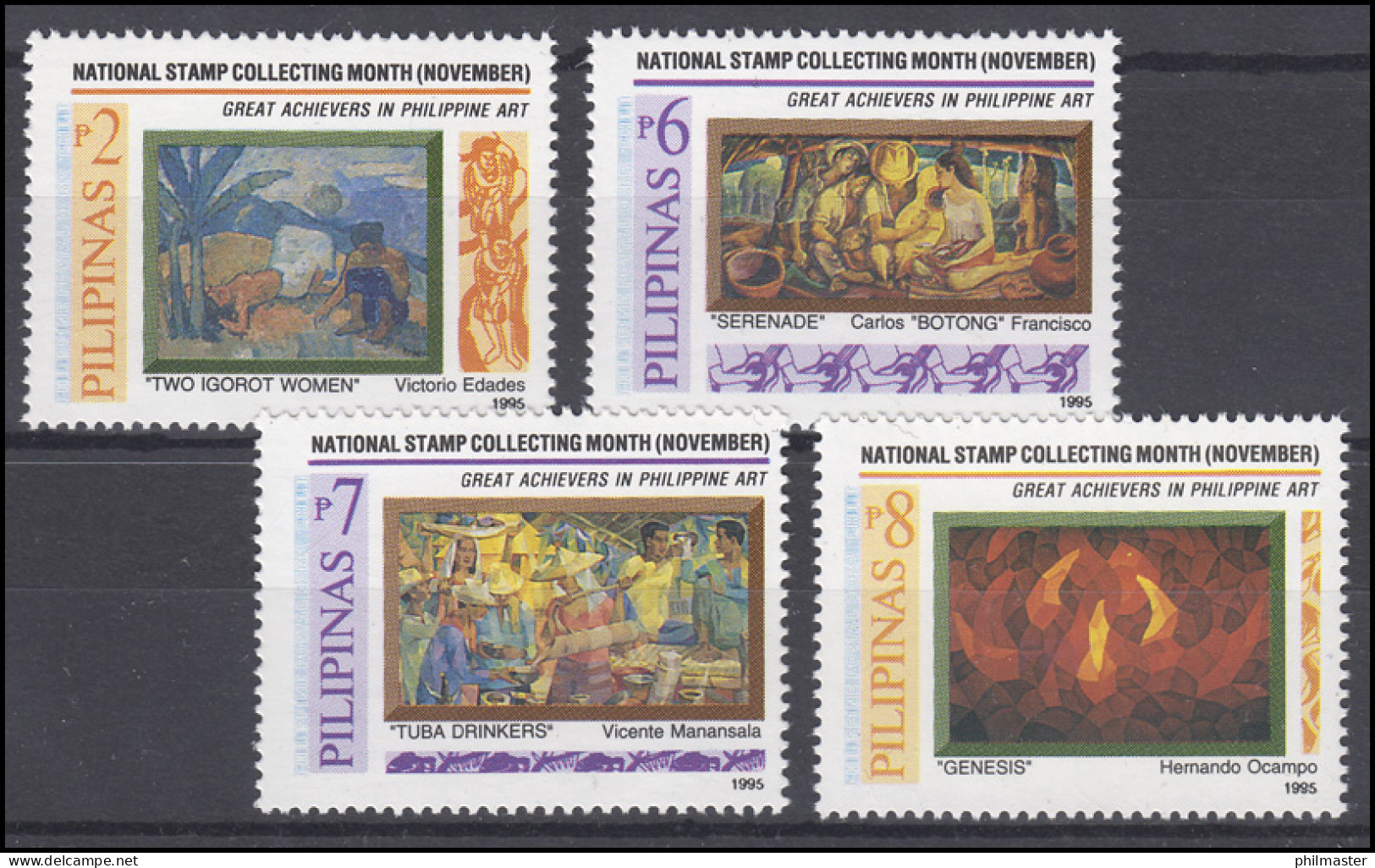 Philippinen: Philatelie National Stamp-Collecting Gemälde/Painting 1995, Satz ** - Sonstige & Ohne Zuordnung