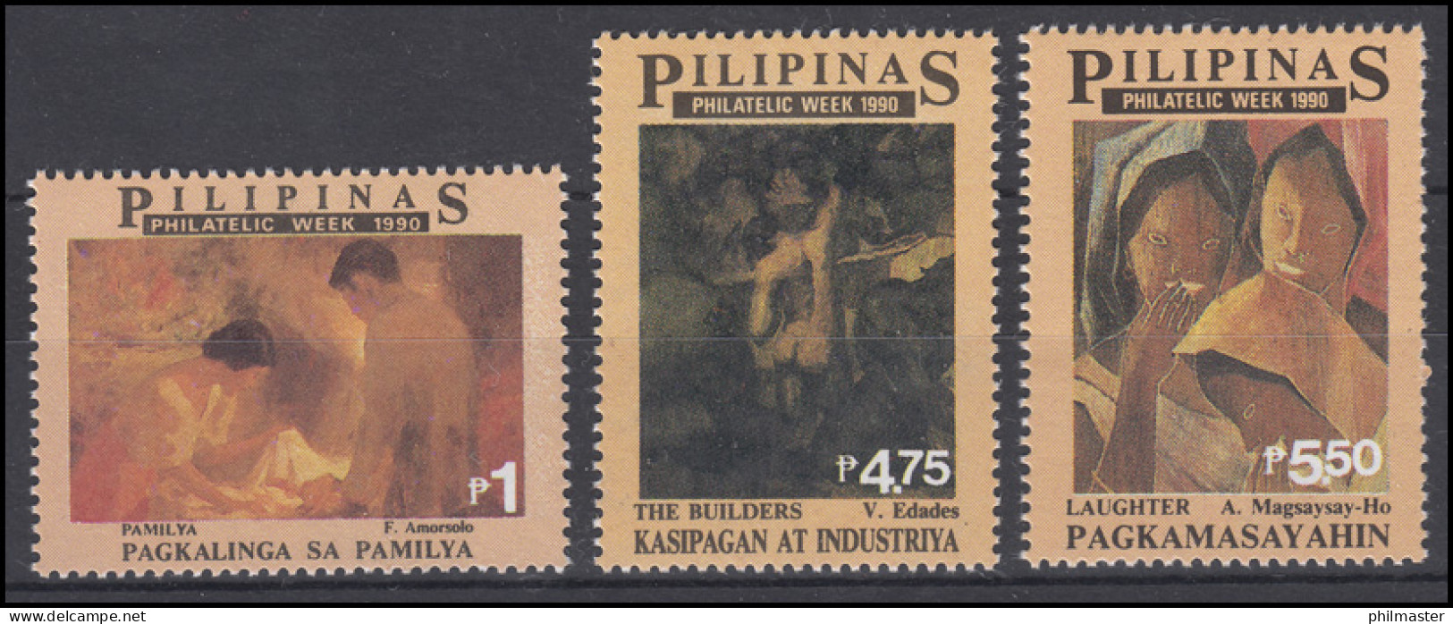 Philippinen: Philatelie / Philatelic Week - Gemälde / Painting 1990, Satz ** - Sonstige & Ohne Zuordnung