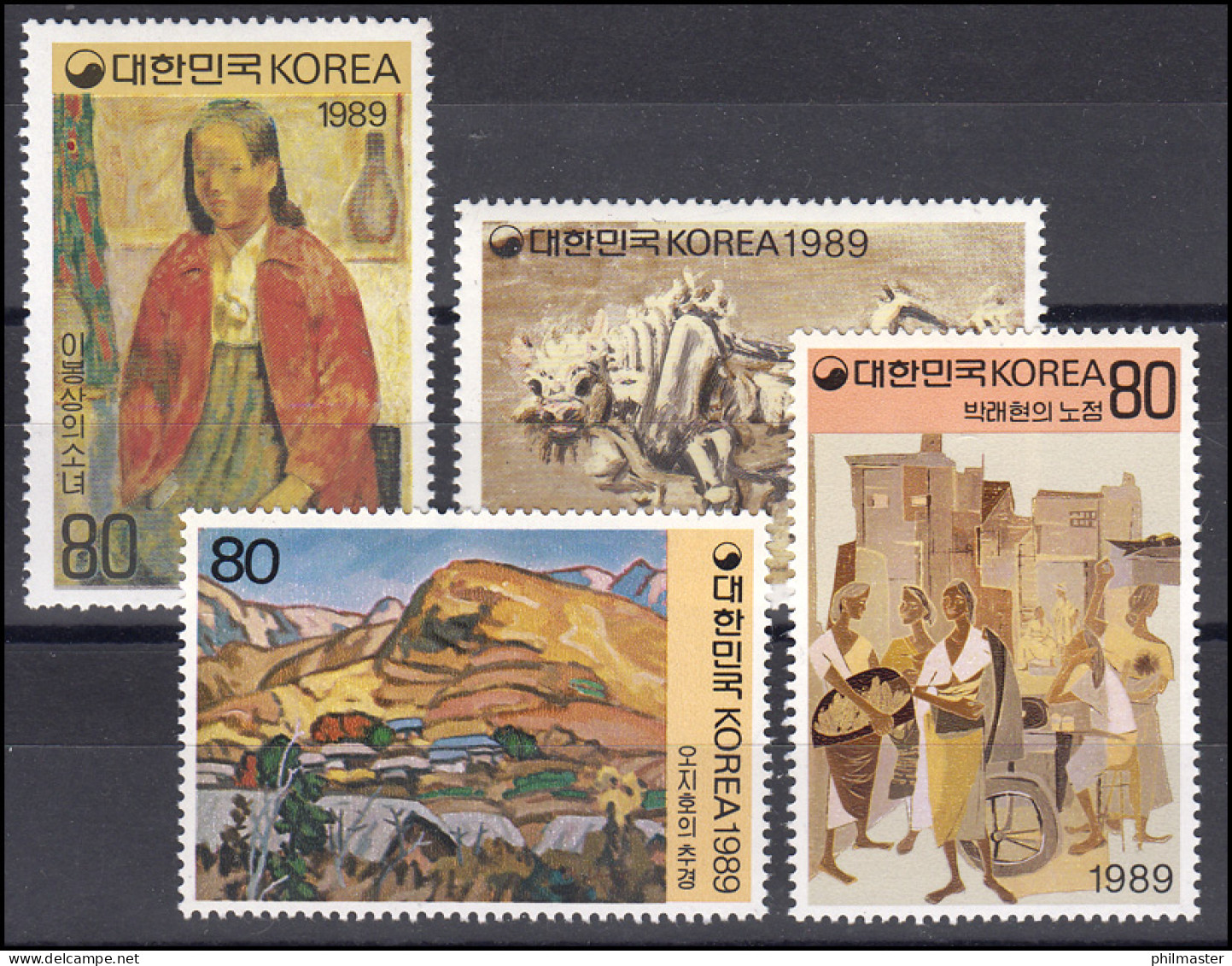 Korea: Gemälde / Paintings Modern Art 1989, 4 Werte, Satz ** - Sonstige & Ohne Zuordnung