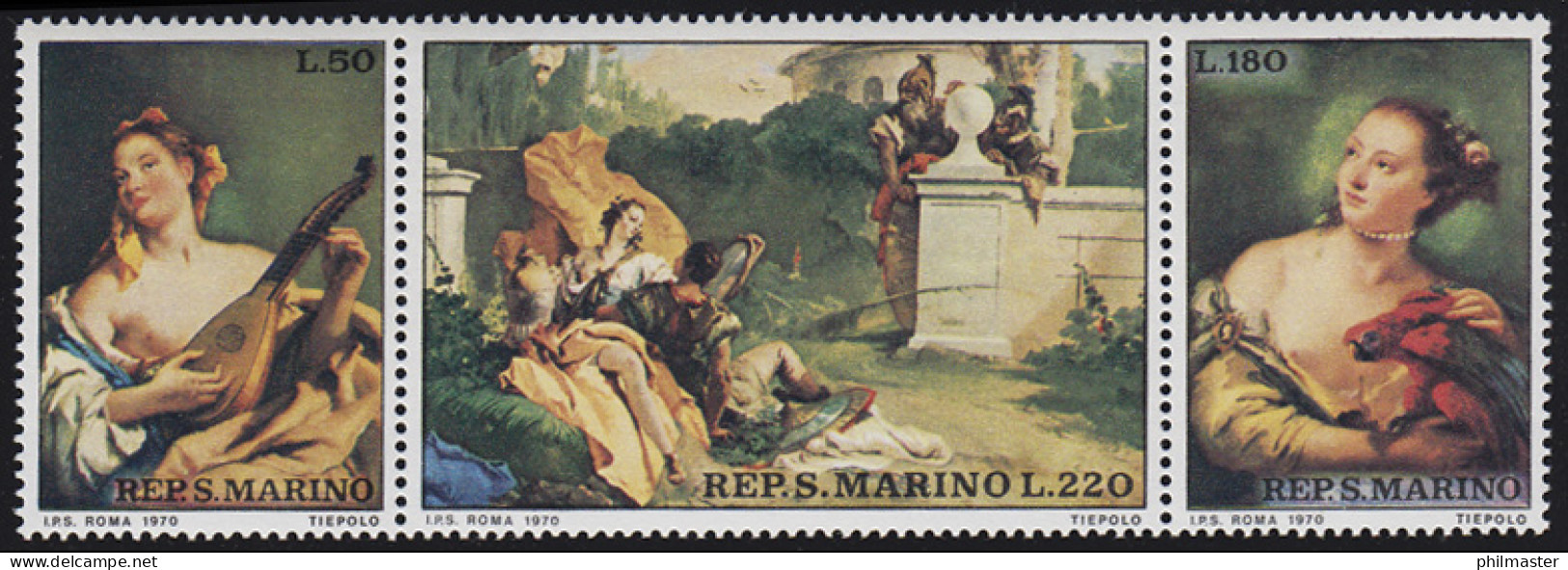 San Marino: Gemälde & Paintings Tiepolo 1970, Zusammendruck ** - Sonstige & Ohne Zuordnung