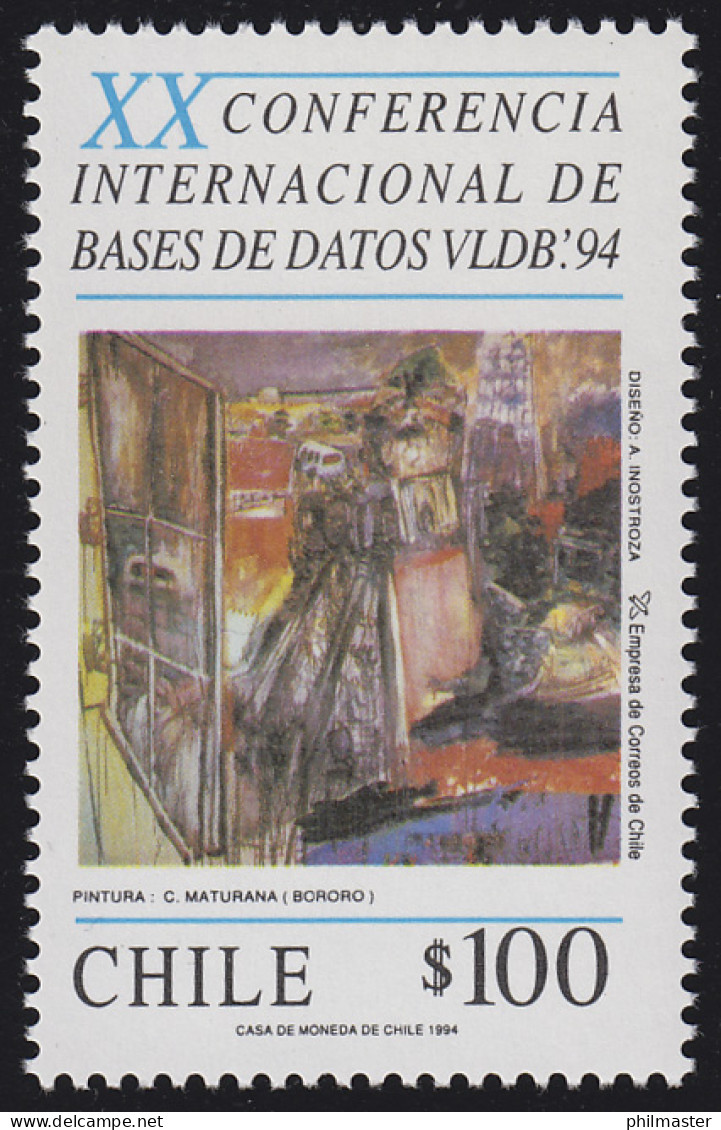 Chile: Daten-Konferenz VLDB Santiago 1994 / Gemälde C. Maturana Bororo, Marke ** - Otros & Sin Clasificación