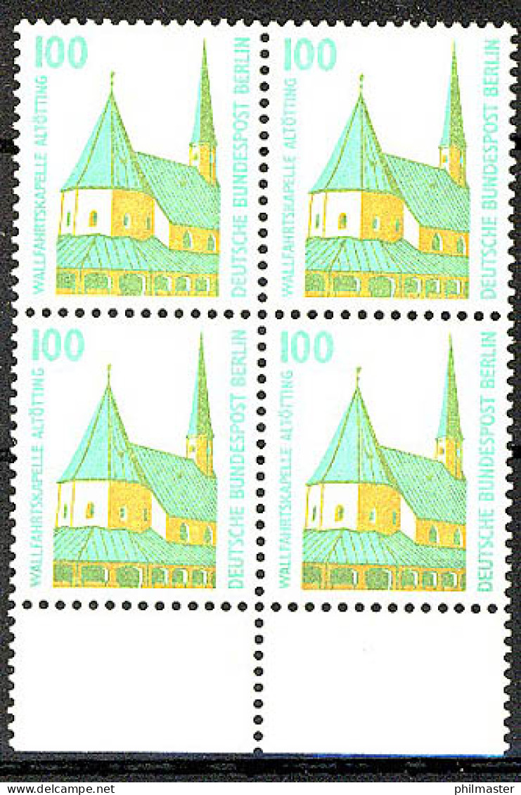 834 SWK 100 Pf UR-Viererbl. ** Postfrisch - Unused Stamps