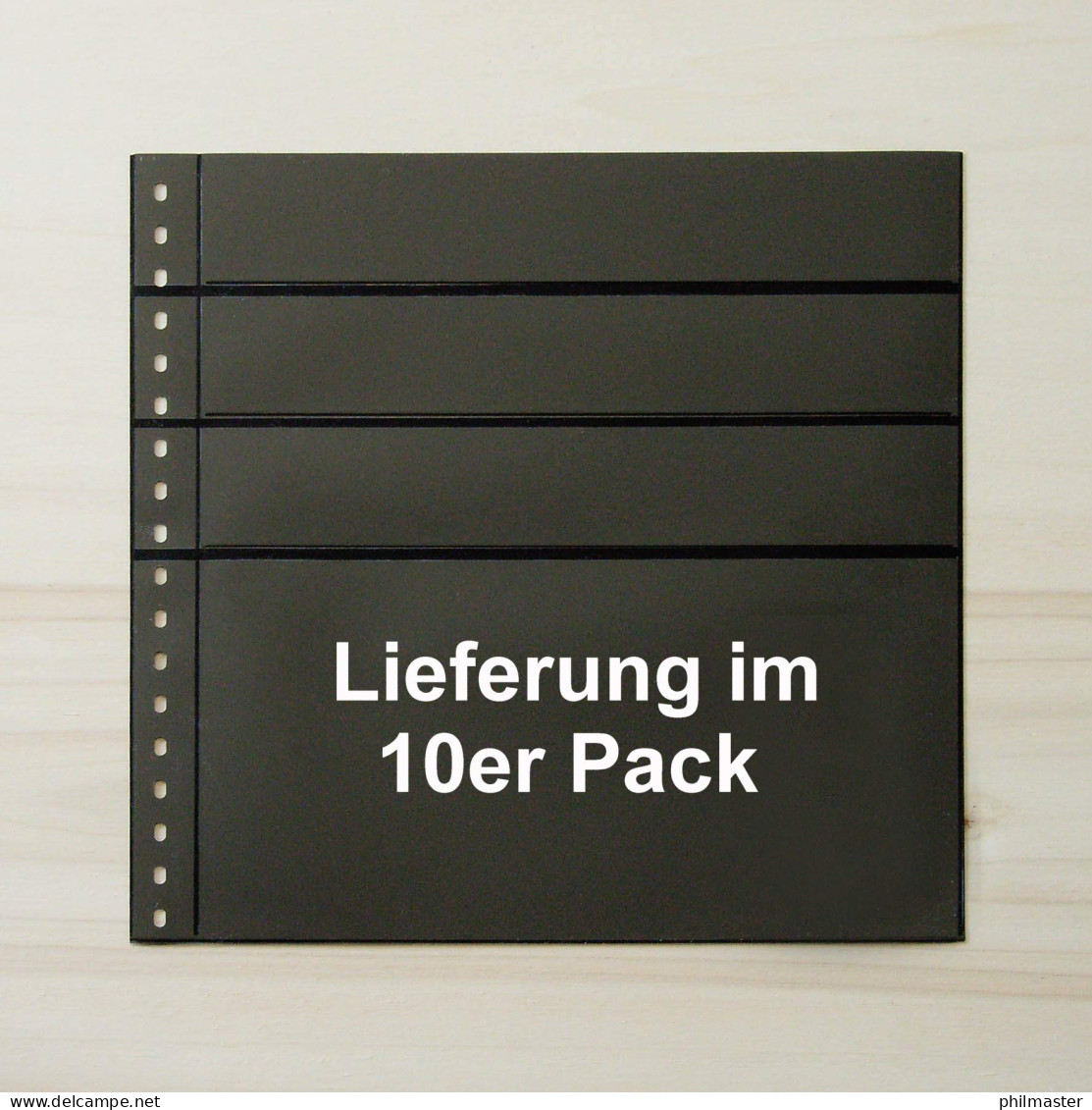 LINDNER Omnia Einsteckblatt 081 - Schwarz 3x 43 + 1x 141 Mm - 10er-Packung - Blankoblätter
