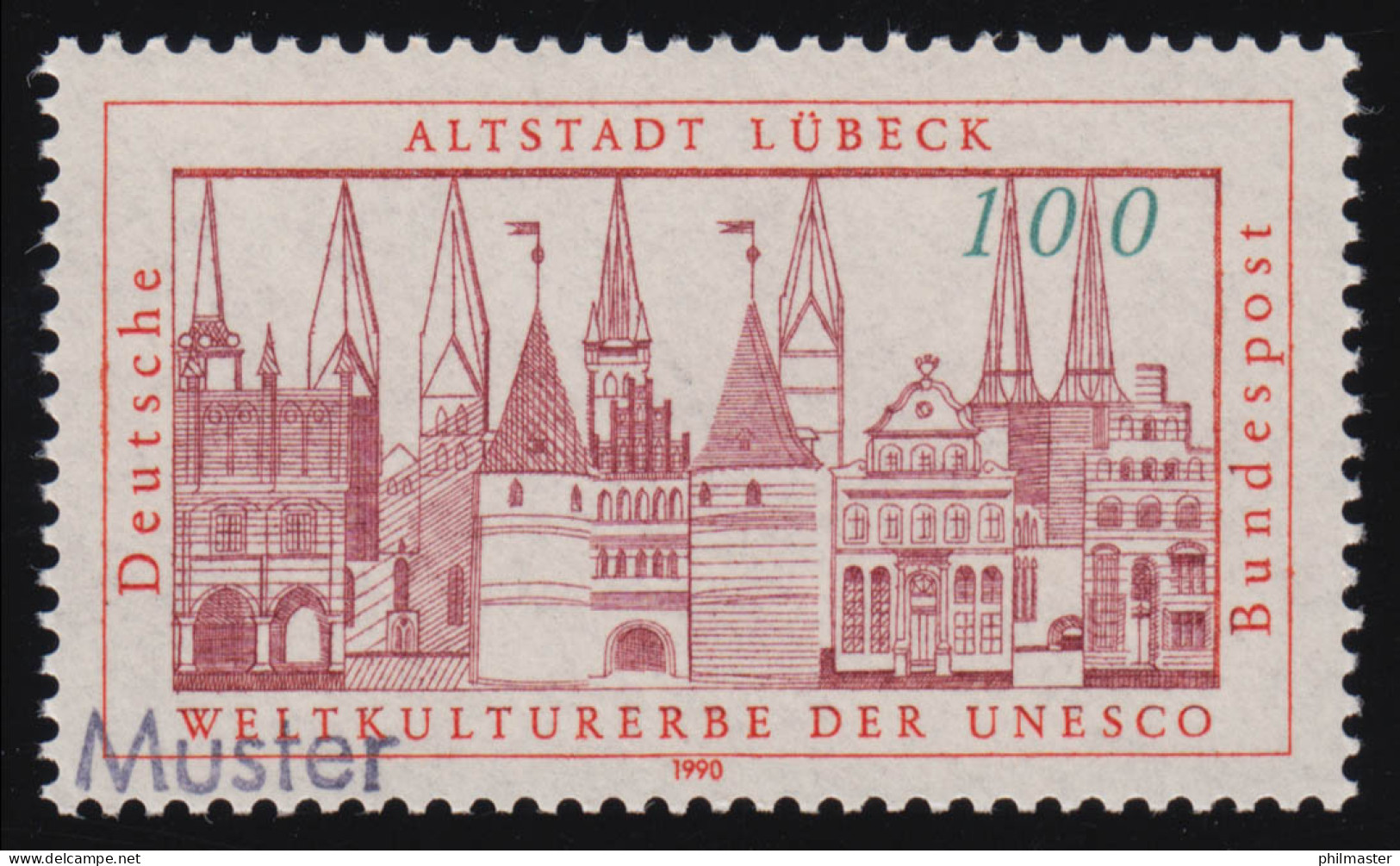 1447 UNESCO-Welterbe: Altstadt Lübeck, Muster-Aufdruck - Errors & Oddities