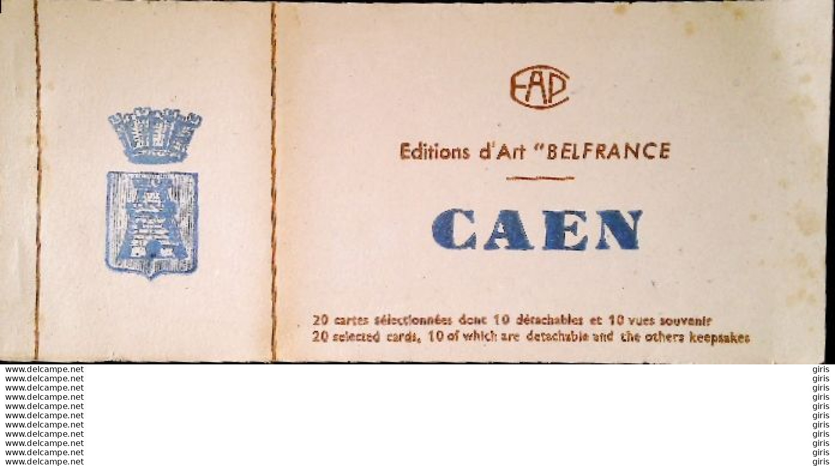 14 - Calvados  - Caen - Carnet Complet De 10 Cartes Postales + 10 Vues Souvenir De CAEN.. éditions " Belfrance" - Caen