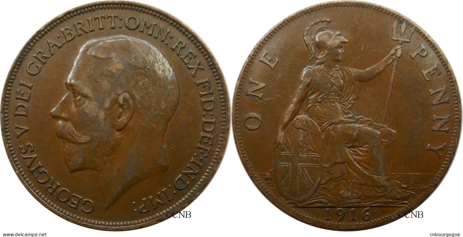 Royaume-Uni - George V - One Penny 1916 - TTB+/AU50 - Mon4968 - D. 1 Penny