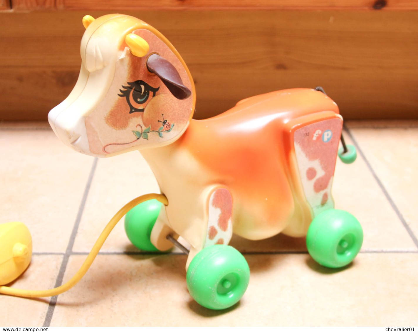 Fisher-Price_09_vache_cow_#132_’70s - Oud Speelgoed
