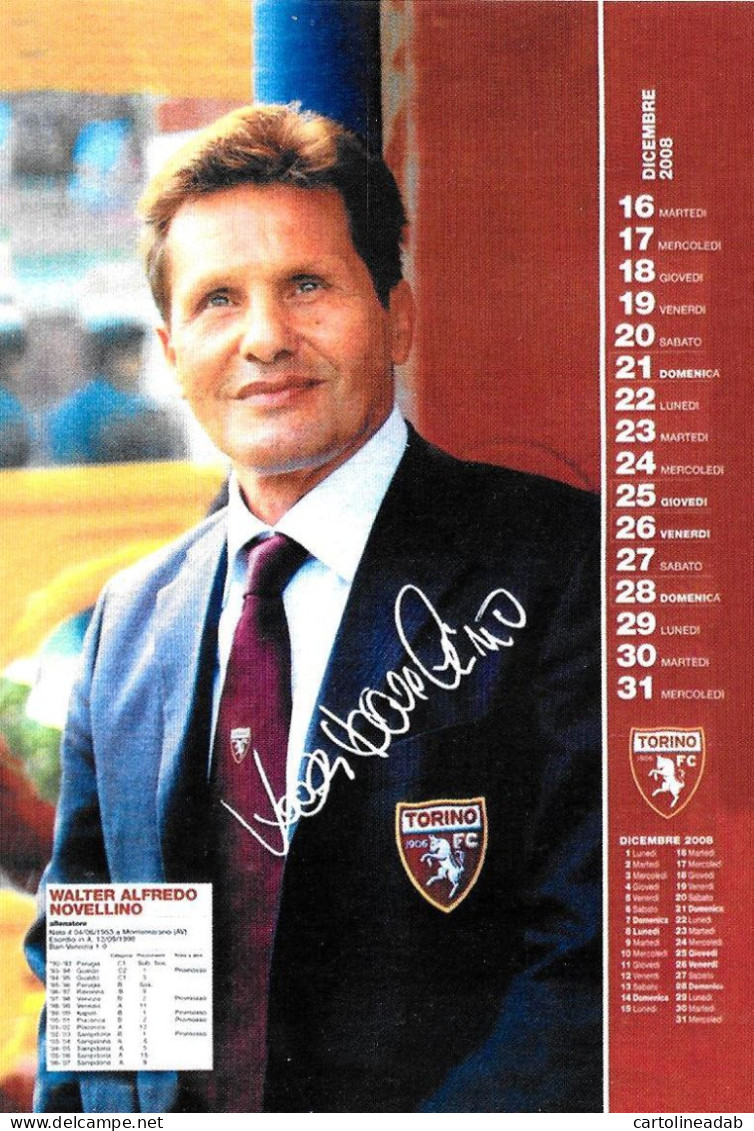 [MD9655] CPM - TORINO CALENDARIO UFFICIALE - DICEMBRE 2008 - WALTER ALFREDO NOVELLINO - PERFETTA - Non Viaggiata - Fussball