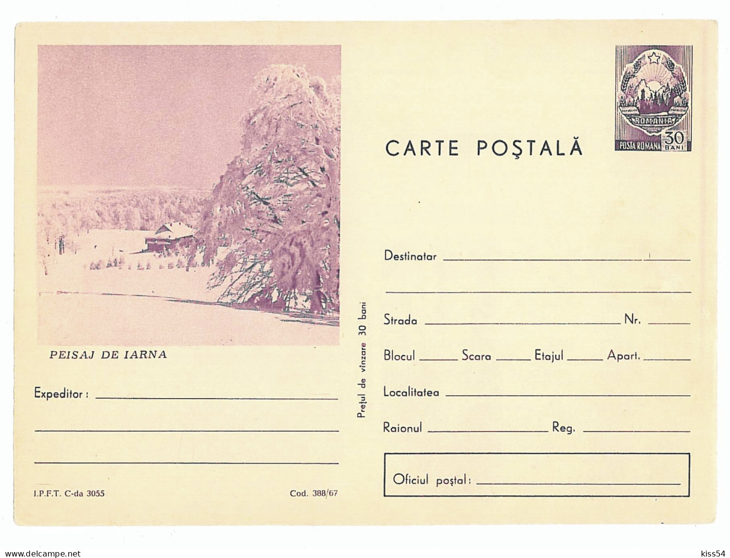 IP 67 - 388 Winter In The Mountain - Stationery - Unused - 1967 - Interi Postali