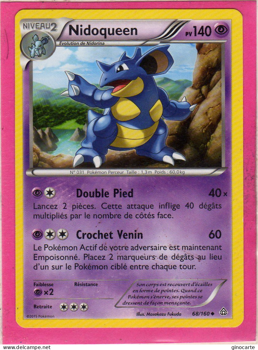 Carte Pokemon Francaise 2015 Xy Promo Choc 68/160 Nidoqueen 140pv Bon Etat - XY