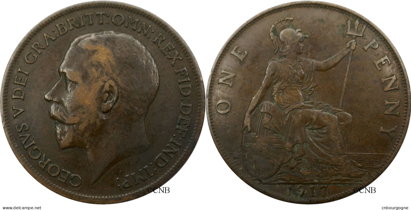 Royaume-Uni - George V - One Penny 1917 - TTB/XF45 - Mon5035 - D. 1 Penny