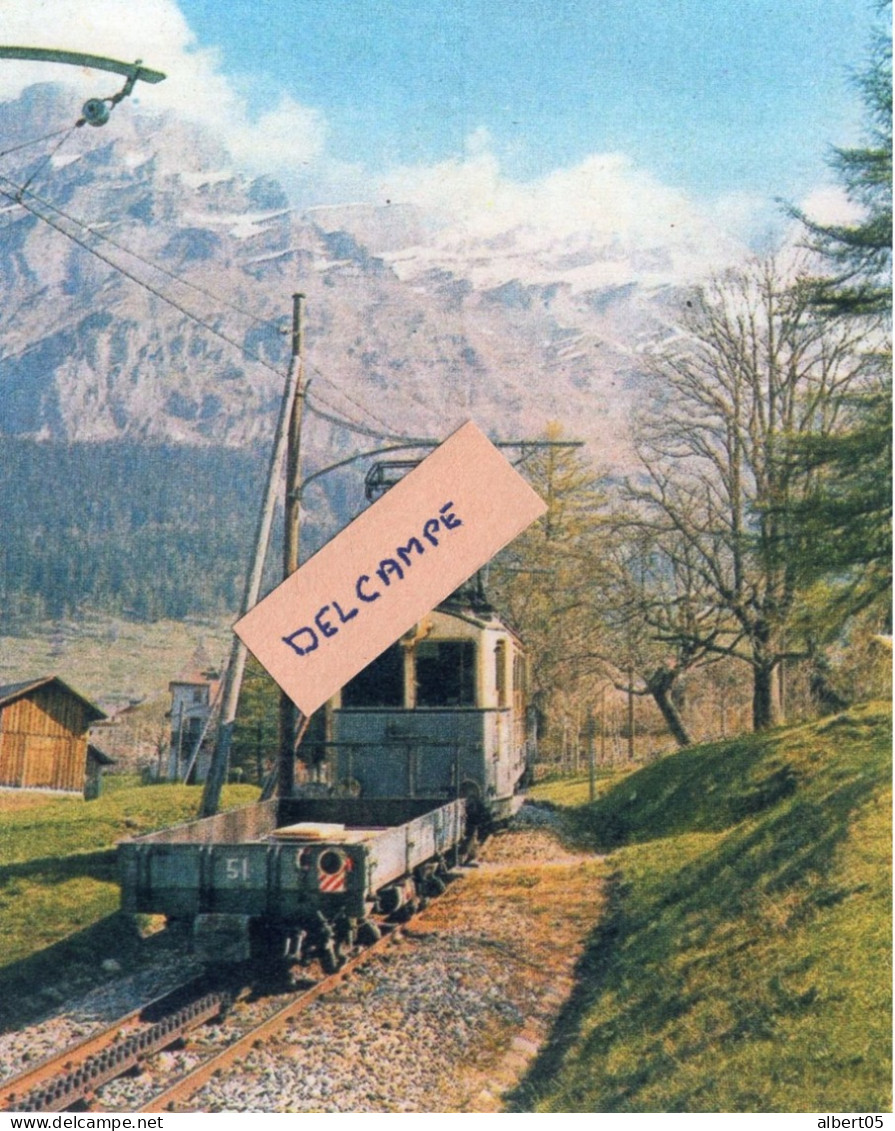 Train électrique De Loëche-Ville à Loëche -les-Bains  Arrivée Au Terminus à 1411 M - Années 50 - Reproduction - Loèche