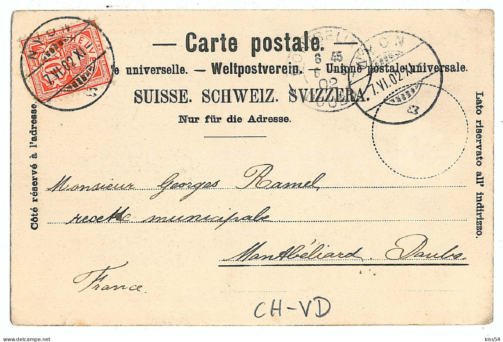 EL 1 - 8418 VALLORBE, Grand Hotel - Old Postcard - Used - 1902 - Autres & Non Classés
