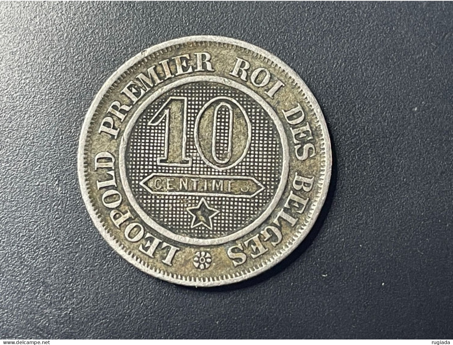 1861 Belgium 10 Centimes Coin, VF Very Fine, Die Crack Errors Lower Obverse - 10 Centimes