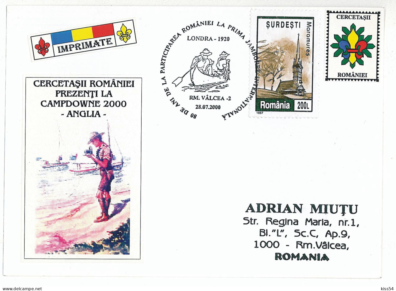 SC 70 - 1047 Scout ROMANIA - Cover - Used - 2000 - Covers & Documents