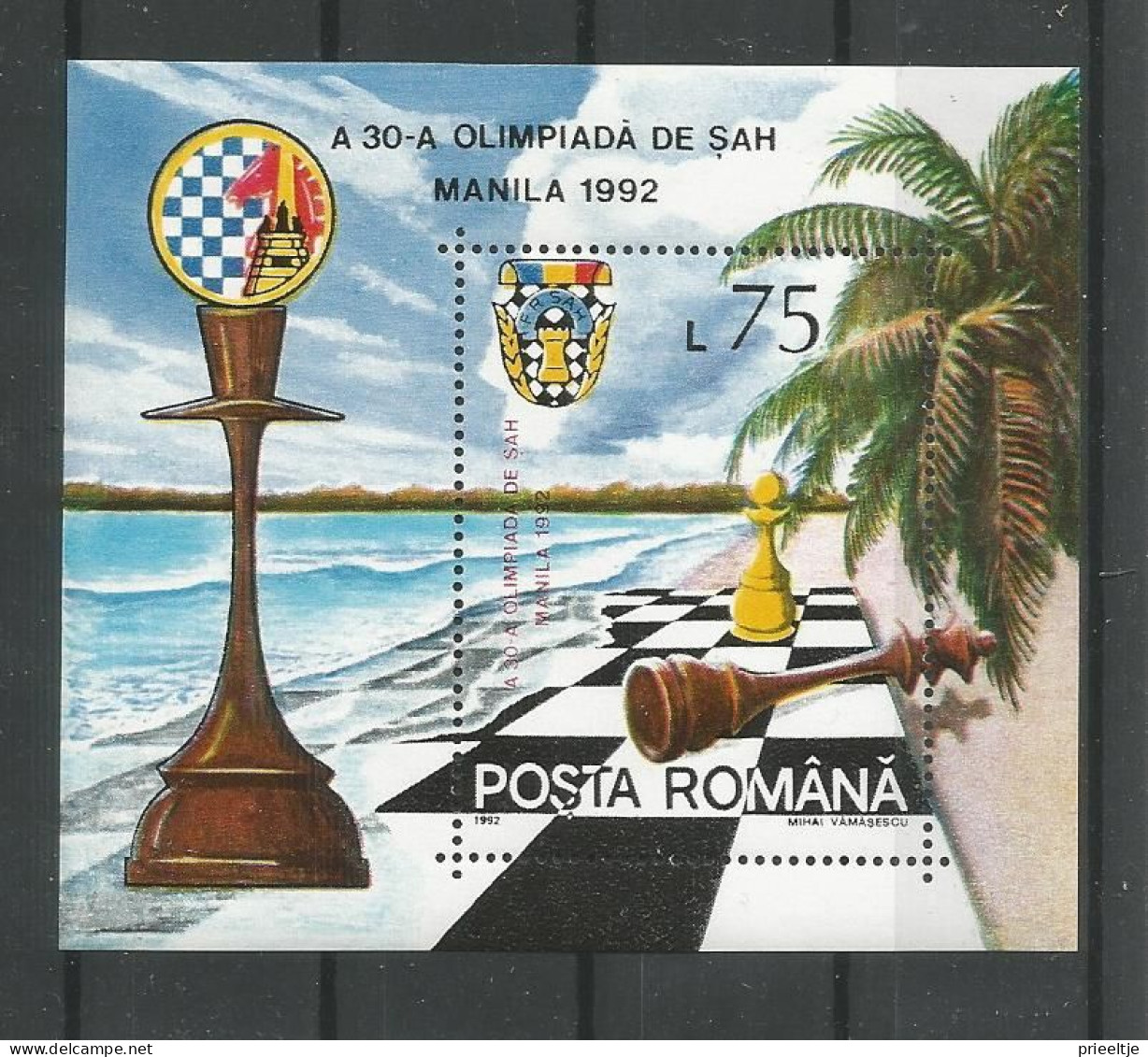 Romania 1992 Chess S/S Y.T. BF 218  ** - Blocchi & Foglietti
