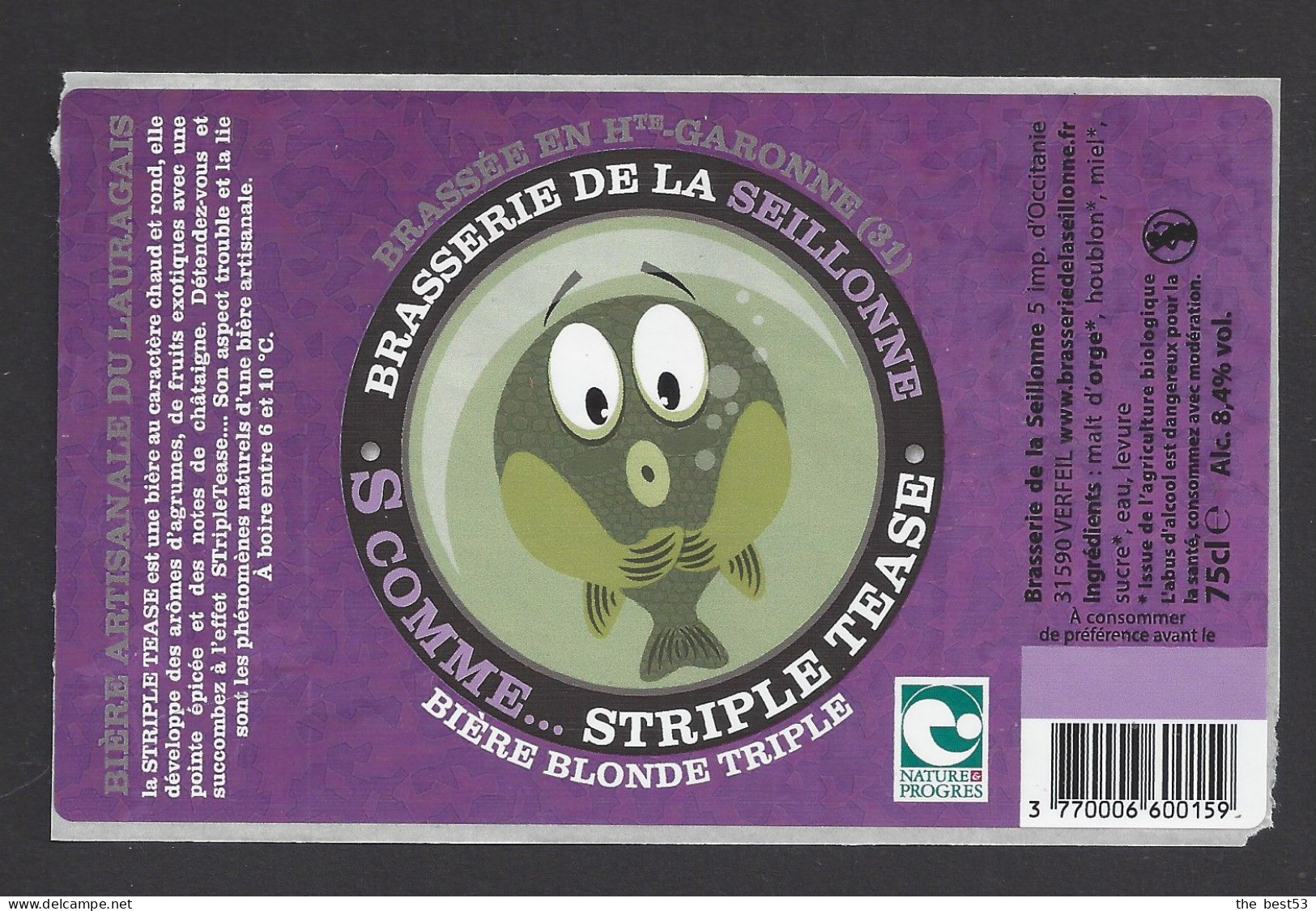 Etiquette De Bière Blonde Triple -  Brasserie De La Seillonne  à  Mons  (31) - Bier