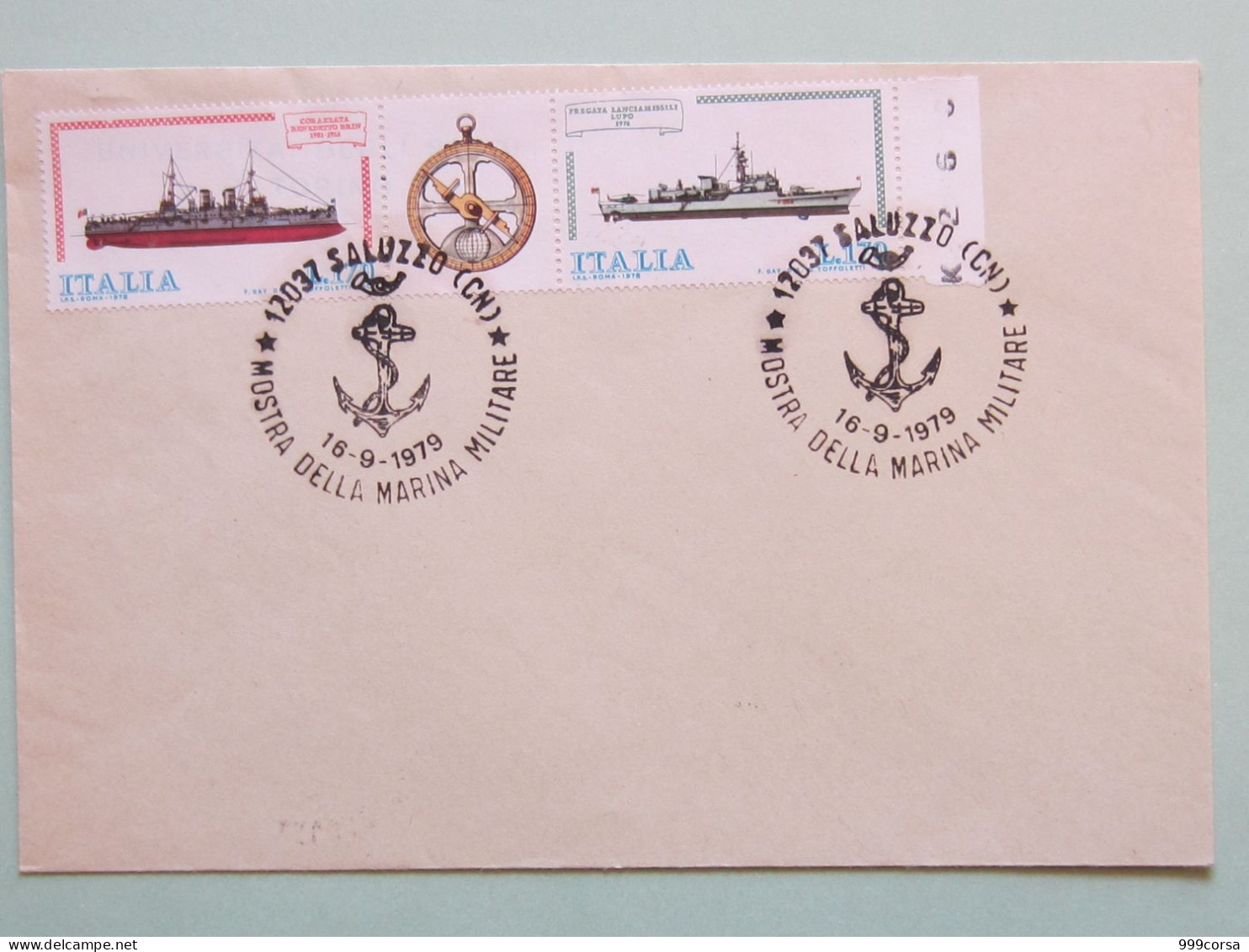 Militari, Annullo Speciale Mostra Marina Militare (àncora) Saluzzo 16-9-1979, Navi - 1971-80: Storia Postale