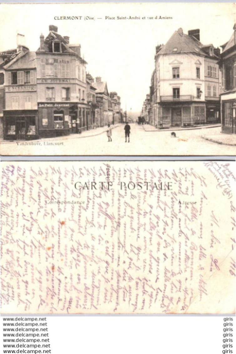 60 - Oise - Clermont - Place Saint André Et Rue D'Amiens - Clermont