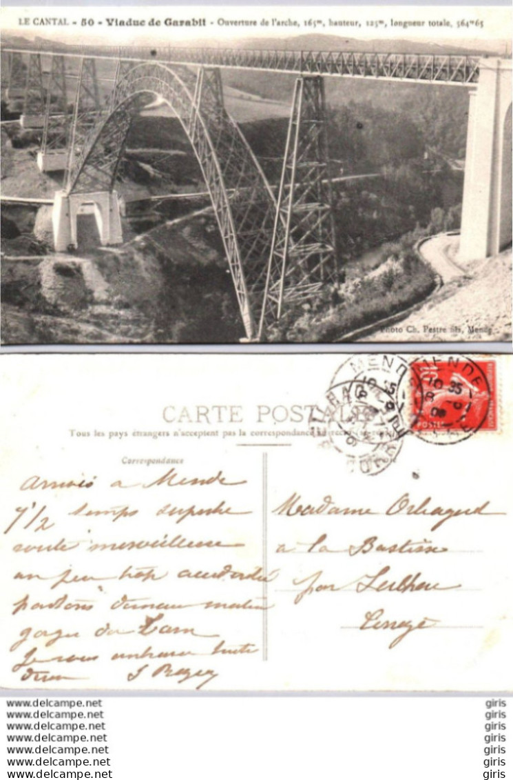 15 - Cantal - Viaduc De Garabit - Ouverture De L'Arche 165m Hauteur 125m Longueur Totale 564m65 - Sonstige & Ohne Zuordnung