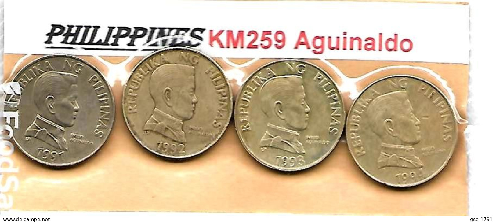 PHILIPPINES  5 PESOS KM 259  Emilio AGUINALDO La Série Complète 1991à 1994  TTB - Philippines